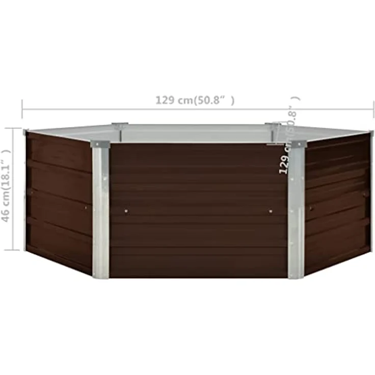 vidaXL Hochbeet Braun 129 x 129 x 46 cm Verzinkter Stahl – Bild 3