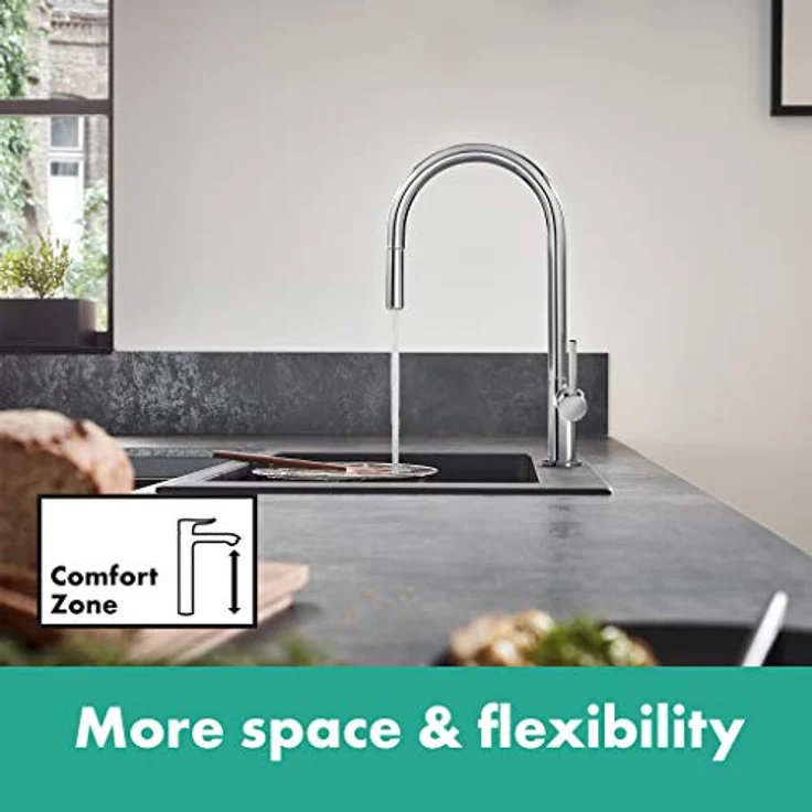 hansgrohe Talis M54, Einhebel-Küchenmischer mit Ausziehauslauf, Chrom, 210 ComfortZone, Temperaturbegrenzung, schwenkbar bis 360° – Bild 8
