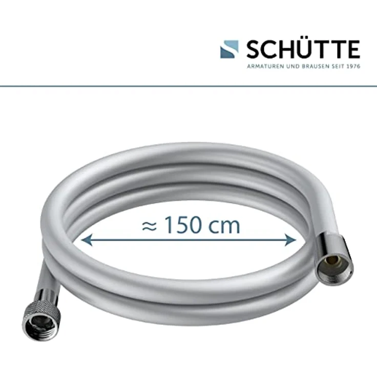 SCHÜTTE Duschschlauch 1,5m SILVER | Brauseschlauch mit Verdrehschutz Dusche mit 150cm Länge aus Kunststoff | Duschkopf-Schlauch mit Universalanschluss | Silber – Bild 5