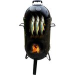 Jürgen Westerholt GmbH Smoker Räuchertonne Grilltonne Räucherofen Grill-Ofen, Grillofen mit Thermometer, Carbonstahl, schwarz