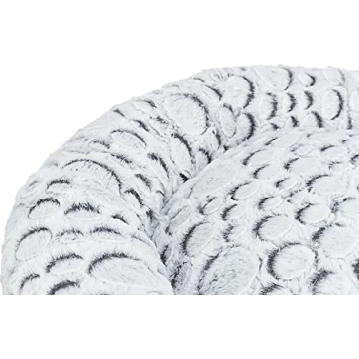 TRIXIE rutschfestes und besonders weiches Tierbett für Hunde Bett Mila, RUND, PLÜSCH, Ø 50 cm, WEIß-GRAU mit abnehmbarem, waschmaschinengeeignetem Bezug und fest integriertem Kissen - 38985 – Bild 5