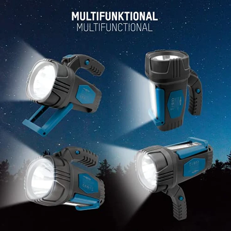 ANSMANN LED Handscheinwerfer superhell & große Leuchtweite 200m, lange Leuchtdauer 8h, Standfuß, Pistolengriff, Handleuchte ideal für Camping, Arbeit, Werkstatt, KFZ, Jagd, Angeln, Wandern – Bild 4