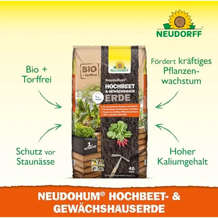 Neudorff NeudoHum Hochbeet & GewächshausErde, Torffreie Bio-Erde für Gemüse & Kräuter, 40 Liter, schützt vor Trauermücken – Bild 2