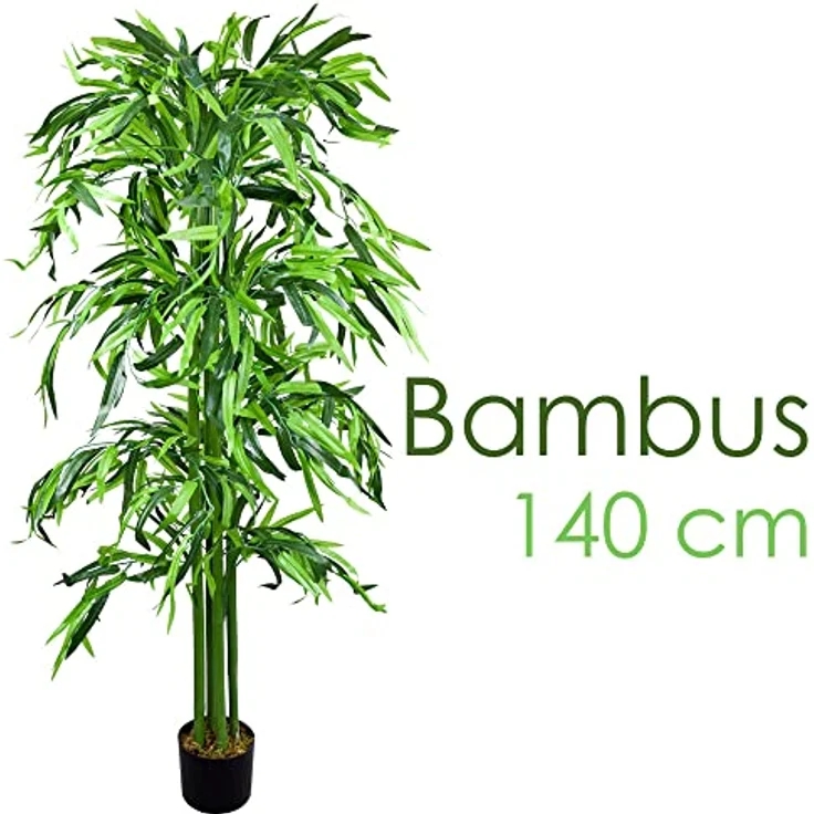 Decovego Bambus Bambus-Strauch Kunstpflanze Kunstbaum Bambusbaum Künstliche Pflanze Bamboo Echtholzstamm Deko 140 cm – Bild 2