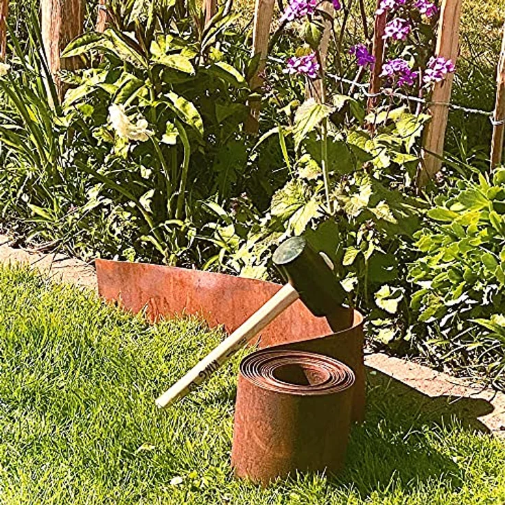 UNUS Garden Rasenkante Beeteinfassung Metall Rostoptik, Beetumrandung Rost 14x500 cm – Bild 4