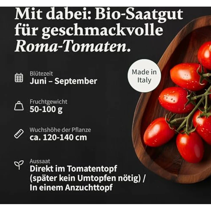VERDOBA Tomatentopf Anzuchtset, 3,5L Wasserspeicher, 20L torffreie Kokoserde & Bio Buschtomaten Samen, in Deutschland produziert – Bild 5
