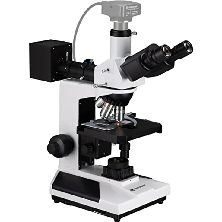 Bresser professionelles trinokulares Auflicht und Durchlicht Mikroskop Science ADL-601P 40-600x Vergrößerung, planachr. Objektive, koaxialer Kreuztisch, voll polarisierbare Beleuchtung, Kameratubus – Bild 5