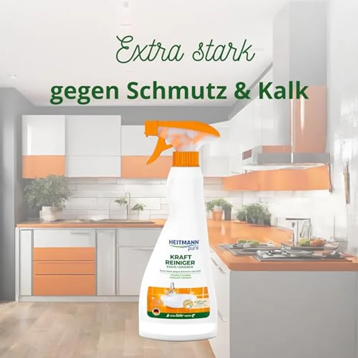 HEITMANN Kraft-Reiniger Essig+Orange, 500ml, entfernt Schmutz und Kalk für Bad und Küche – Bild 5