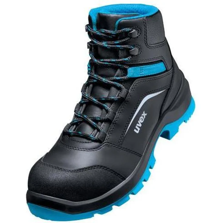 Uvex Safety 2 xenova Sicherheitsschuhe, S3 mit Kunststoffkappe, Größe 46, atmungsaktiv und komfortabel, leuchtend blaue Laufsohle