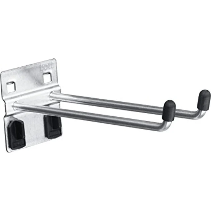 Bott Doppelhaken für Lochblech-Platten-System, senkrechtes Hakenende, Abstand 32 mm – Bild 1