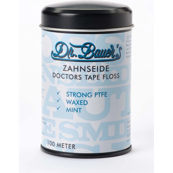 Dr. Bauer’s PTFE Dental Floss, Unwaxed Mint Tape, Strong & Gentle Cleaning for Sensitive Teeth