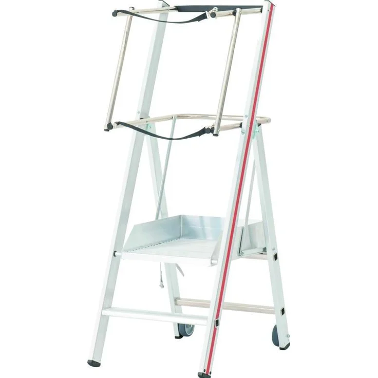 Hymer-Leitern Plattformleiter 8383 ProTect C, Aluminium, 161 cm, mit grosser Plattform und umlaufender Absturzsicherung, 150 kg Belastbarkeit