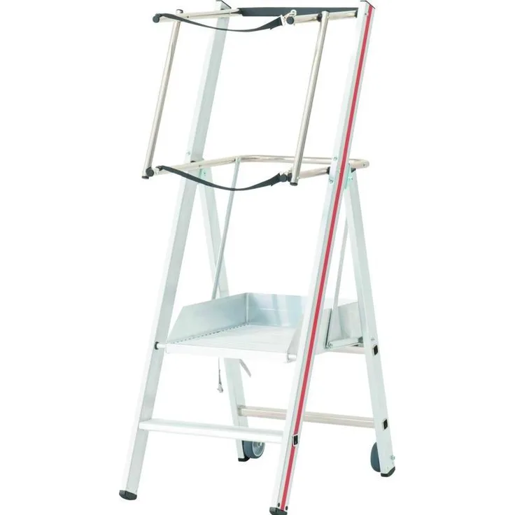 Hymer-Leitern Plattformleiter 8383 ProTect C, Aluminium, 161 cm, mit grosser Plattform und umlaufender Absturzsicherung, 150 kg Belastbarkeit