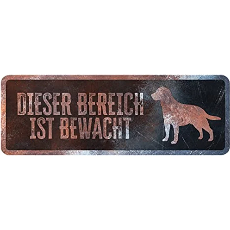 D&D Home Warnschild "Achtung an den Hund", rostbeständig, schwarzer Hintergrund, 40 x 13 x 0,3 cm, deutsche Version mit lustigem Text – Bild 1