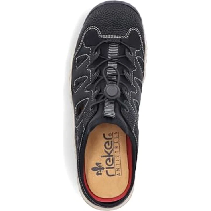 Rieker Clog, Schlupfschuh in schmaler Form, schwarze Sicherheitssandalen mit schockabsorbierender Sohle – Bild 4