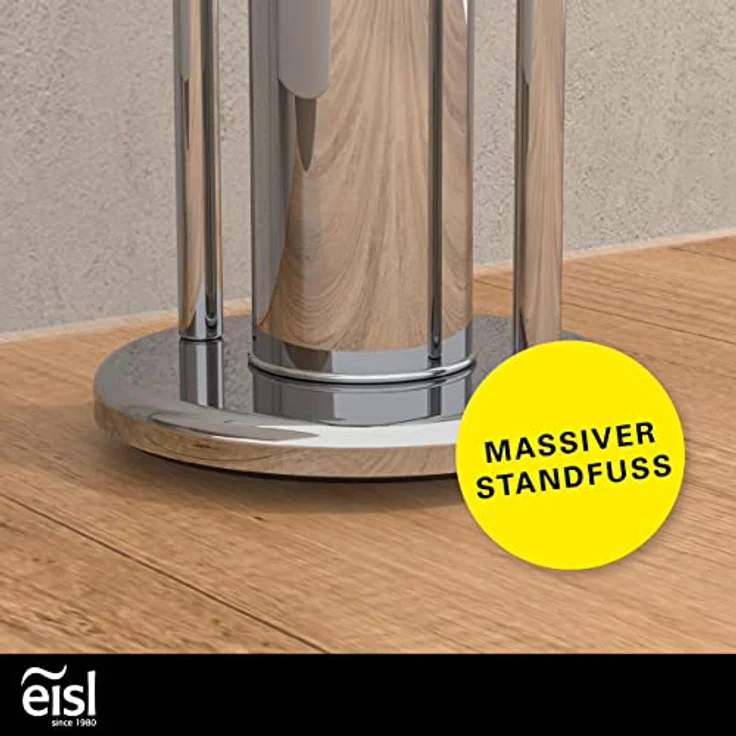 EISL Stand WC Garnitur BA0001 Chrom, Bad Zubehör mit Toilettenpapierhalter und WC-Bürstenhalter für das Badezimmer, Moderne Badezimmer Deko, Rollenhalter, 800mm – Bild 5