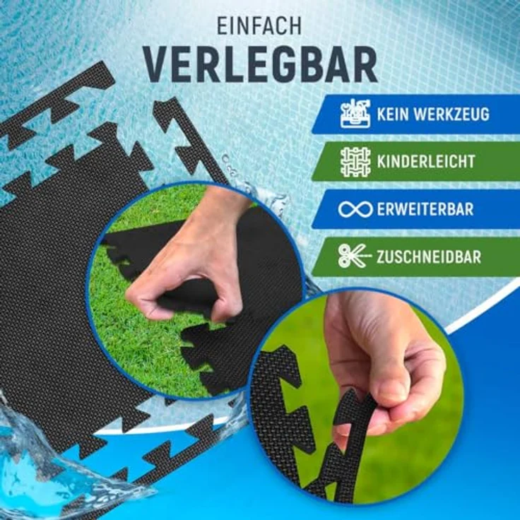 NEOLYMP Bodenschutzmatte für Pools, zuschneidbar, rutschfest, 1,8 m², wasserabweisend, schwarz – Bild 7