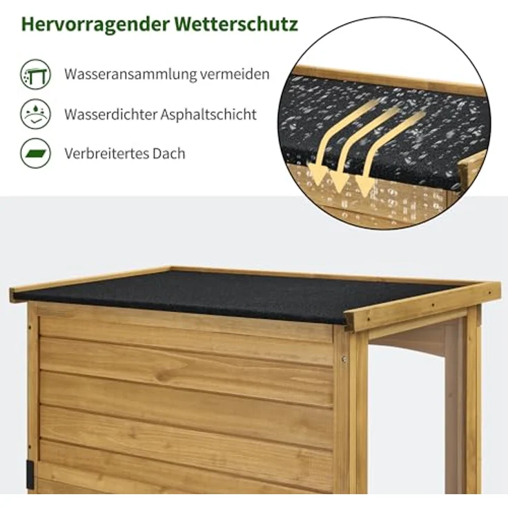 M MCombo Gartenschrank Holz 0120, Gerätehaus Wetterfest Klein, für Außenbereich, 87×46×160 cm, Natur - Preisvergleich – Bild 5