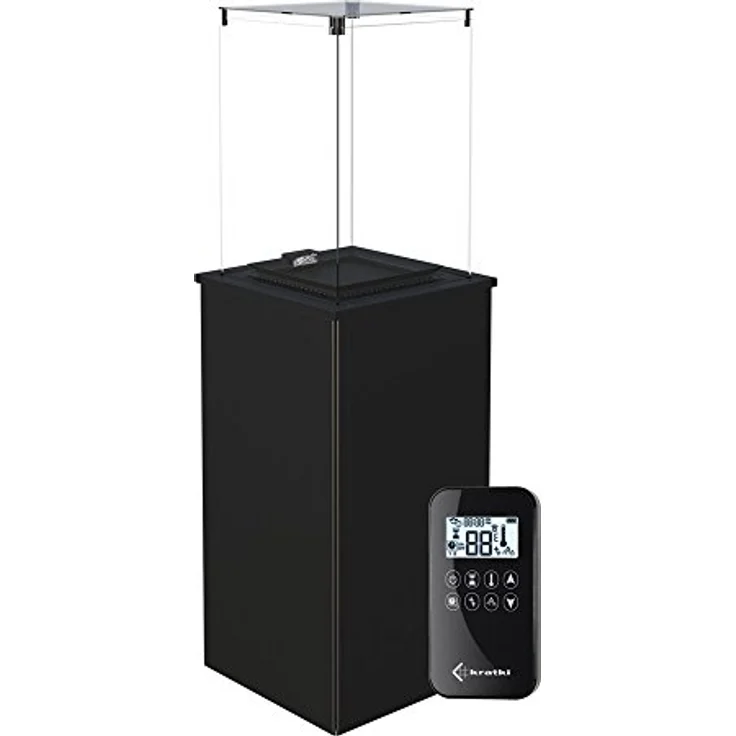KRATKI Gaskamin Patio Mini | 4-8,2kW | 1366x427mm | Stahl | Fernbedienung | Gasfeuerstelle für Terrassen & Garten | Outdoorkamin in Schwarz – Bild 2
