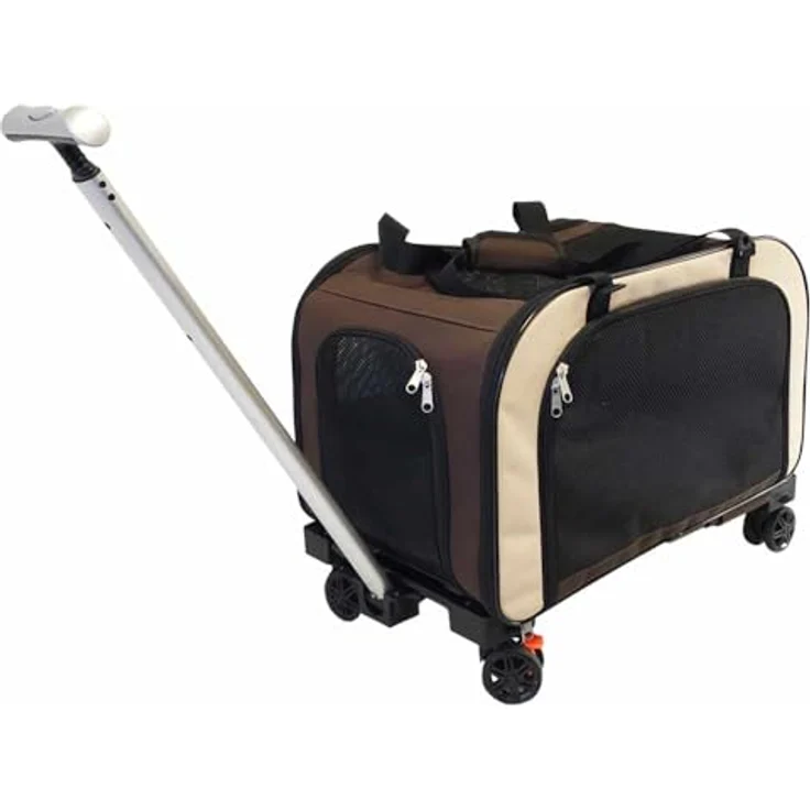 Nobby Tiertransporttasche Trolley "MOVE", stabiler Transportwagen bis 10 kg mit abnehmbarem Fahrgestell, Netzventilation und großem Utensilienfach – Bild 3