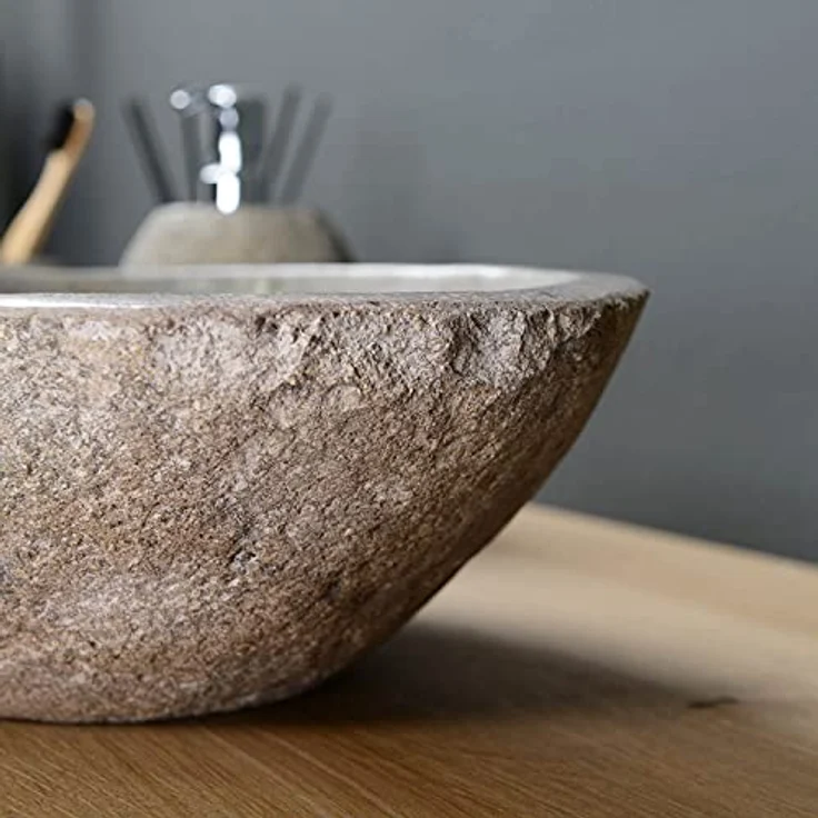 30 cm ovales Naturstein Waschbecken in grau von WOHNFREUDEN - Mit Unikat Auswahl – Bild 3