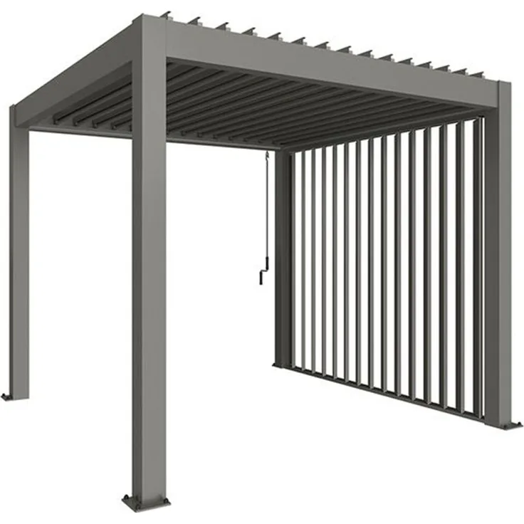 Biohort Pavillonseitenteil für 4m-Seite, manuell verstellbare Lamellenwand in Sandwichbauweise, quarzgrau-metallic, 364x235 cm
