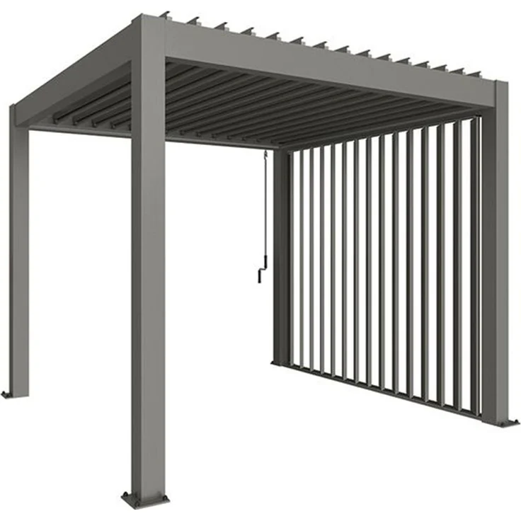 Biohort Pavillonseitenteil für 4m-Seite, manuell verstellbare Lamellenwand in Sandwichbauweise, quarzgrau-metallic, 364x235 cm