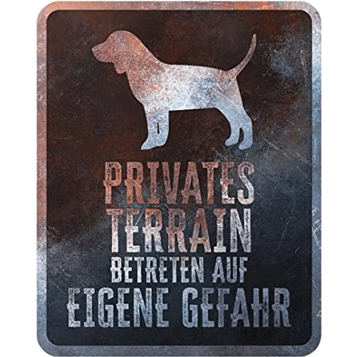 D&D Home Warnschild "Achtung vor dem Hund", rostbeständiges Metallschild mit schwarzem Hintergrund, 25 x 20 x 0,3 cm, deutsche Version mit lustigem Text – Bild 1