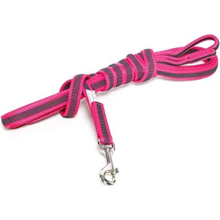 JULIUS K-9 IDC Color & Gray gumierte Leine, 14 mm x 3 m mit Schlaufe, strapazierfähiger Textilstoff und verstärkter Haltegriff, Pink-Grau – Bild 2