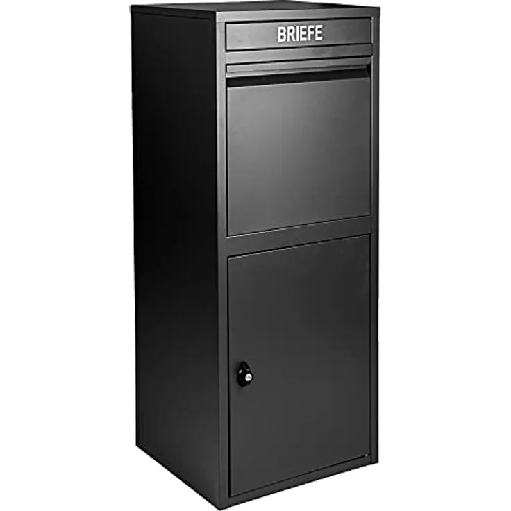 Ondis24 1-türige Korona Paketbox Postbox für Pakete, Päckchen, Warensendungen und Briefe mit Paketsafe (103 cm, Schwarz)