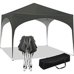 WOLTU Pavillon Pop-Up wasserdichter Faltpavillon Sonnenschutz Event Gazebo Gartenpavillon auf Terrasse Camping Festival mit Halbmonddach Pagodenzelt des Halbkreises aus Oxford Metallrahmen 3x3m Grau