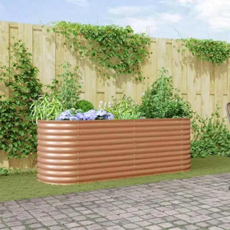 vidaXL Hochbeet Garten-Hochbeet aus braunem Stahl, 240 x 80 x 81 cm mit offenem Bodendesign für gesunde Pflanzen – Bild 2