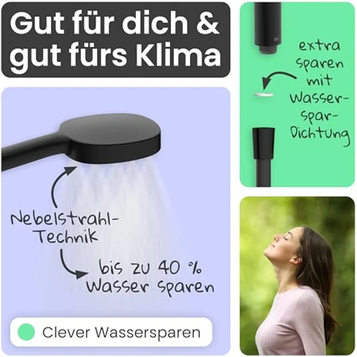 instmaier Duschsystem Cleo, große Regendusche mit iF Design Award 2025 Handbrause, 3 Strahlarten, wassersparende Nebel-Funktion – Bild 8