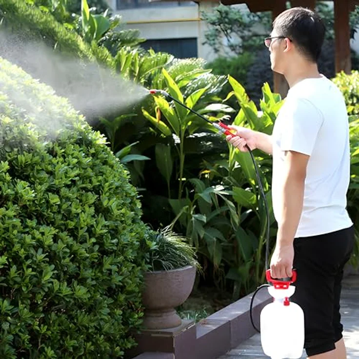 Retoo Drucksprüher 5 L Füllinhalt Gartenspritze Sprühgerät für den Pflanzenschutz Drucksprühgerät Universelle Sprühflasche für Essigsäure Wasser Dünger Verstellbare Düse Spiralschlauch - Preisvergleich – Bild 2