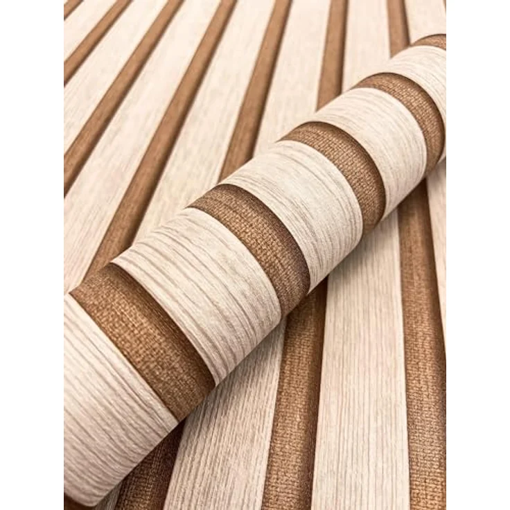 Newroom Tapete Beige Bronze Vlies Holzpaneele, 3D Optik mit scheuerbeständiger Oberfläche, 10,05 m x 0,53 m, für Wohnzimmer und Schlafzimmer – Bild 3