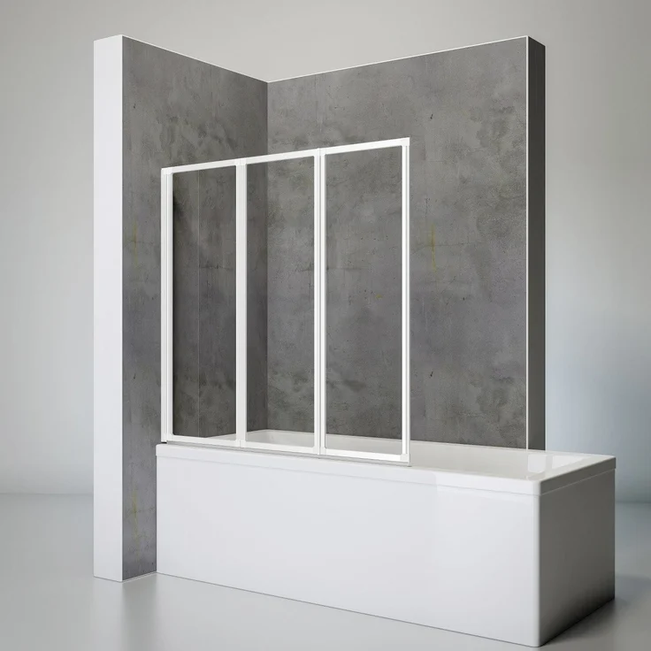 Schulte Badewannenaufsatz Alu alpinweiß 127 x 140 cm Sicherheitsglas, drehbar um 180°, als Spritzschutz geeignet