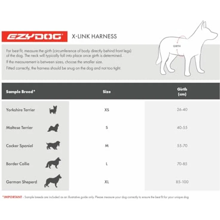 EzyDog No-Pull Hundegeschirr für Mittelgroße und Große Hunde, X- Link Anti Zug Geschirr Hund Verstellbar, Reflektierendes, Größenverstellbar, Brustgeschirr Gepolstert (L, Schwarz) – Bild 2