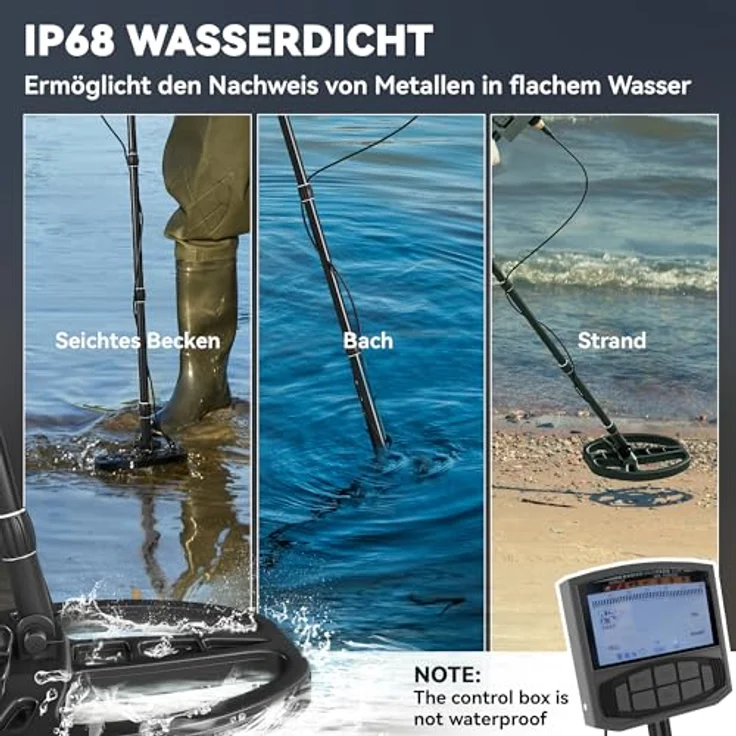 Outsunny Metalldetektor 5 Modi, tragbar, IP68 wasserdicht, LCD-Display mit Alarm, Dunkelgrau – Bild 6