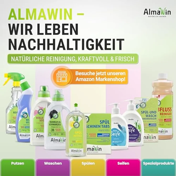 Almawin Geschirrspülmittel Sanddorn Mandarine, 20L, öko-zertifiziert, hautmild mit Sanddorn-Extrakt und Weizenproteinen – Bild 8