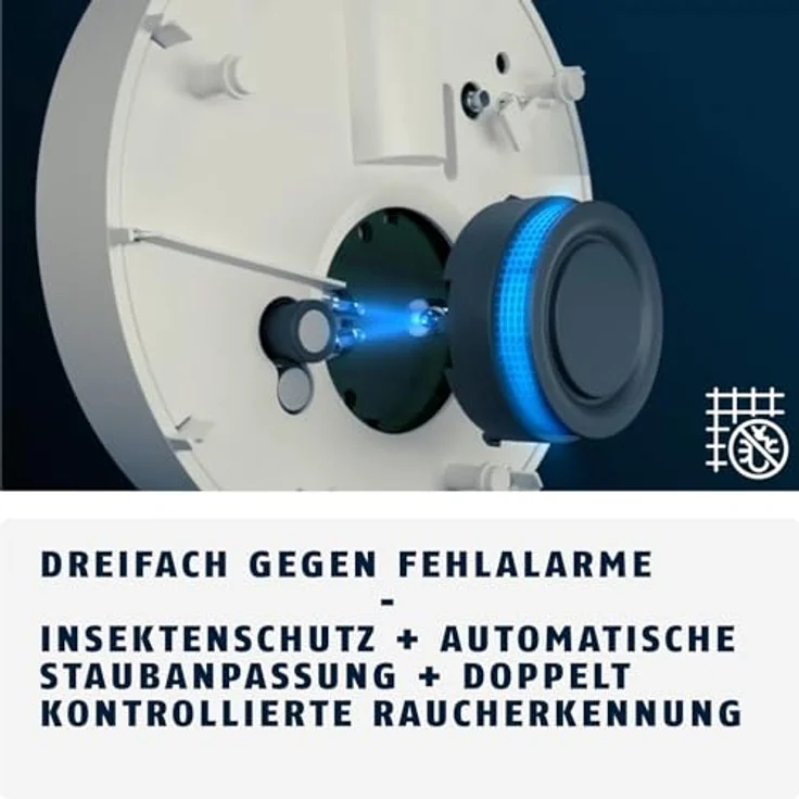 ABUS Rauchmelder Prefira Slim, Q-Label zertifizierter, extra flacher Melder mit 10-Jahres-Batterie, Fehlalarmreduzierung, dimmbarer 2-LED-Raucherkennung, Klebemontage und Magnethalterung – Bild 4