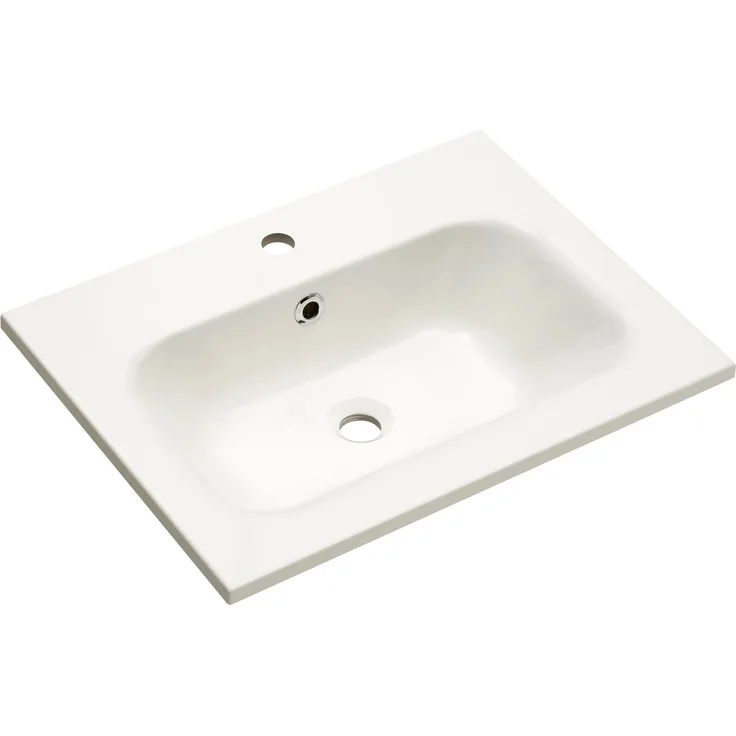 Pelipal Mineralmarmor-Waschbecken Quickset 923, 61 cm, modernes skandinavisches Design in Weiß, inklusive Montageanleitung