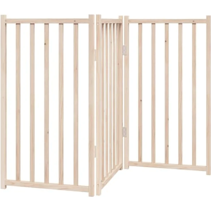 vidaXL Hundetor 3-TLG., Hundegitter Faltbar Pflegeleicht, Schutzgitter für Wohnzimmer Küche Treppe, Haustiertor Türschutzgitter, Massivholz Tanne – Bild 1