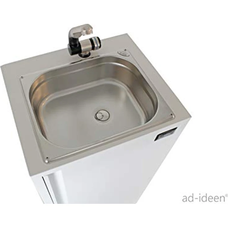 ad-ideen Mobiles Handwaschbecken Verkaufsstand mit Heizstab, Warmwasser bis ca. 36°C, weiß – Bild 2