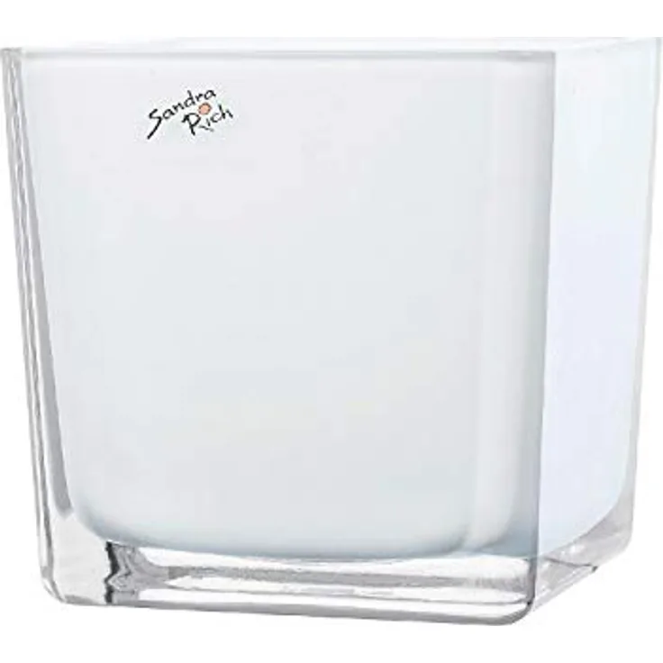 Sandra Rich Übertopf CUBE, quadratischer Glas-Pflanztopf in Weiß, 14x14cm
