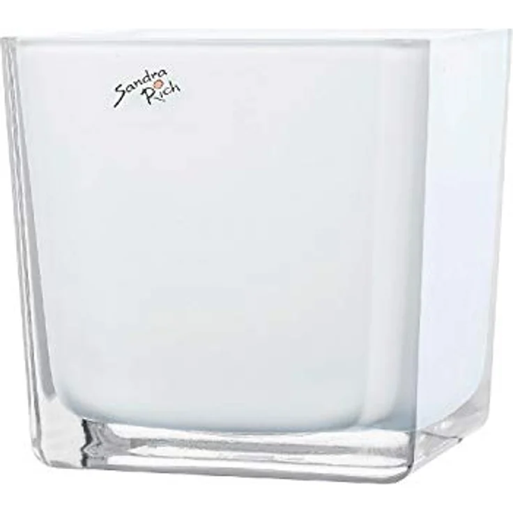 Sandra Rich Übertopf CUBE, quadratischer Glas-Pflanztopf in Weiß, 14x14cm – Bild 1