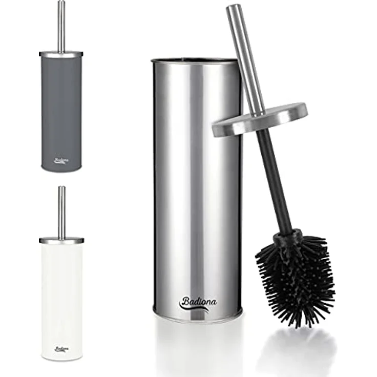BADIONA WC Bürste Silikon Toilettenbürste Edelstahl | WC Bürstengarnitur | Klobürste Silikon Schwarz WC Bürste Schwarz | Toilettenbürste Silikon Klobürste Edelstahl | Badaccessoires Toilet Brush – Bild 1