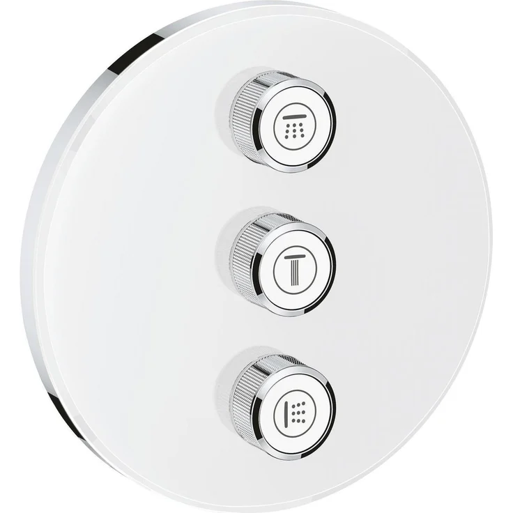 Grohe Grohtherm SmartControl 3-fach UP-Ventil, Regler mit intuitiver Steuerung und stilvollem Moon White Design – Bild 1