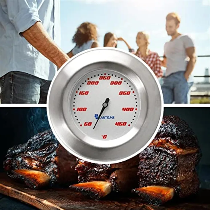 Lantelme Grillthermometer 450 Grad für die Grillhaube Thermometer passend zu allen Smoker Grill Bbq Kohlegrill Kugelgrill zum Einbau Nachrüsten an Grilldeckel
