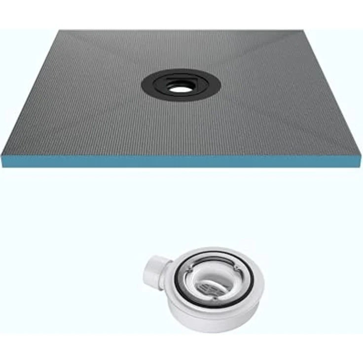 Mai & Mai Duschwanne Duschelement Duschboard, befliesbar, Beton Grau, inkl. Ablaufgarnitur, extraflaches Design, hohe Anpassungsfähigkeit, 35 l/min Abflussrate – Bild 1