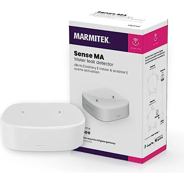 Marmitek Funk-Wassermelder Sense MA Zigbee 3.0, Thermometer + Hygrometer, IP66 wasserbeständig, Weiss – Bild 1